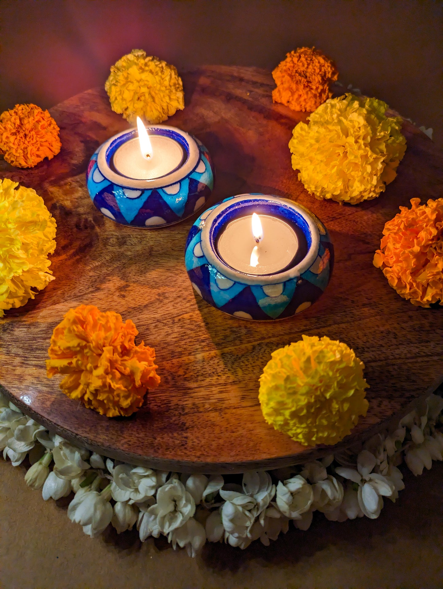 Blue Pottery Candle