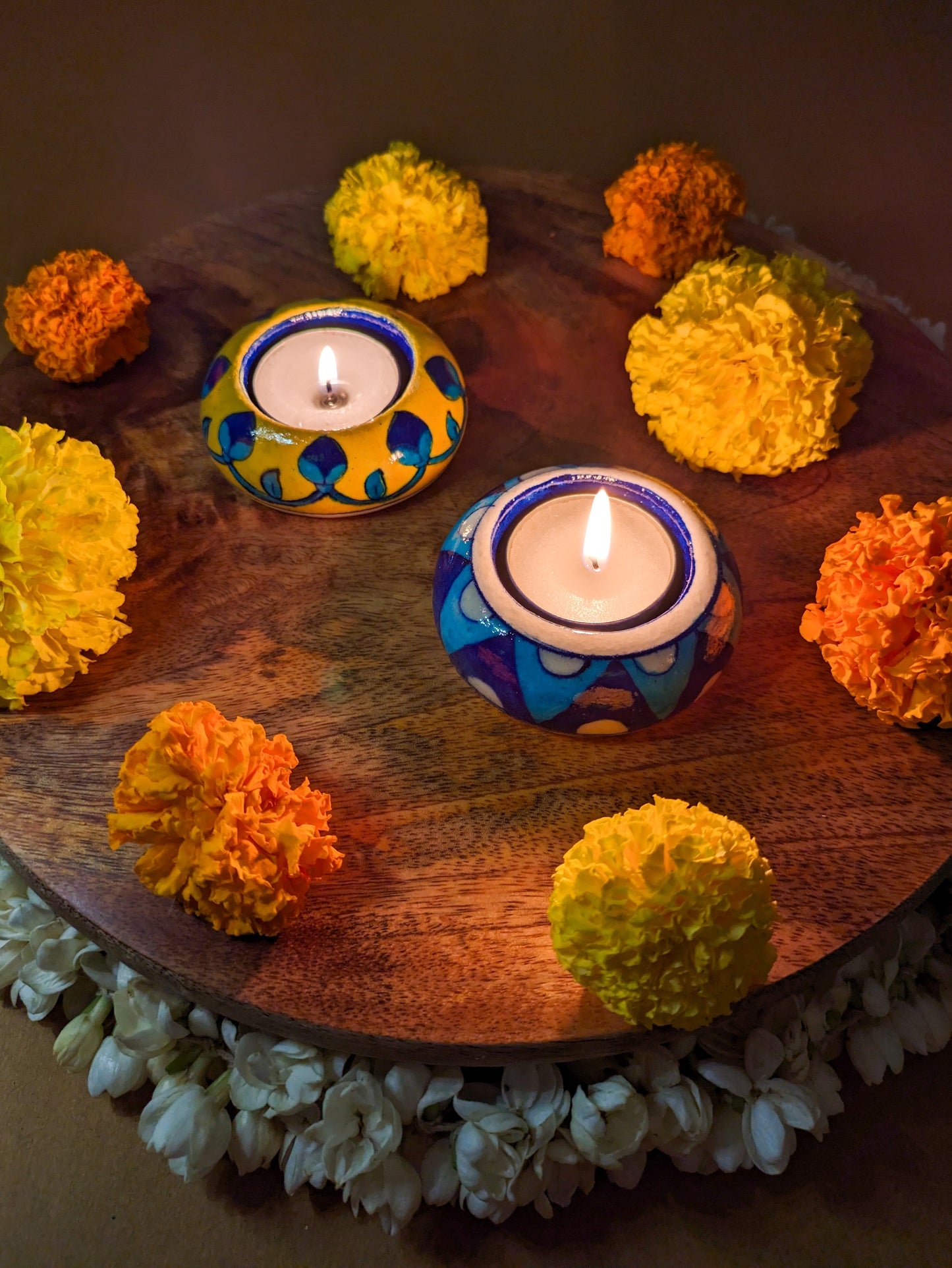 Blue Pottery Candle