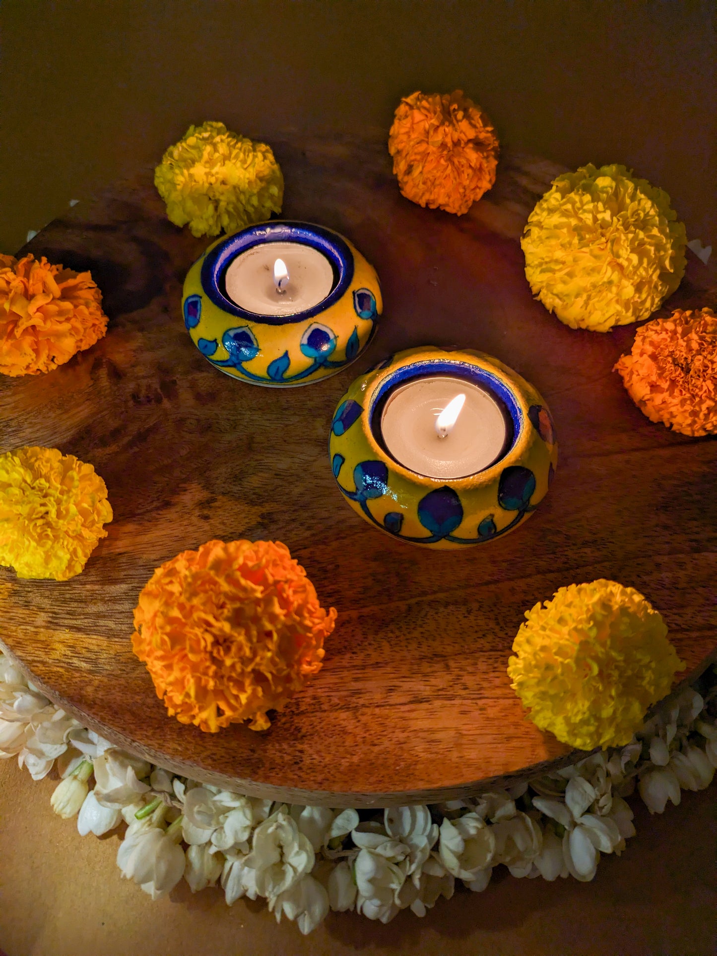 Blue Pottery Candle